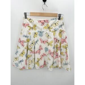 Womens Butterfly Pleated Mini Skirt Size S Y2K Feminine Academia Preppy